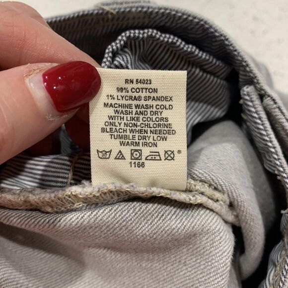 GAP Sz 16 Jeans Grey Straight Leg High Rise Flap Back Pockets Flat Front Women’s - Picture 9 of 11